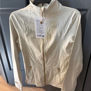 Cream Activewear Jacket and Leggings Set